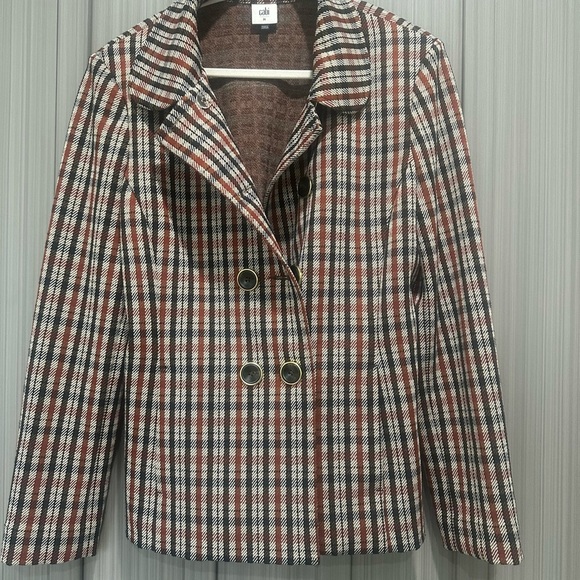 CAbi Jazzy Jacket-Toffee Plaid Blazer Sz M Preppy Office Old Money Academia - Picture 10 of 11